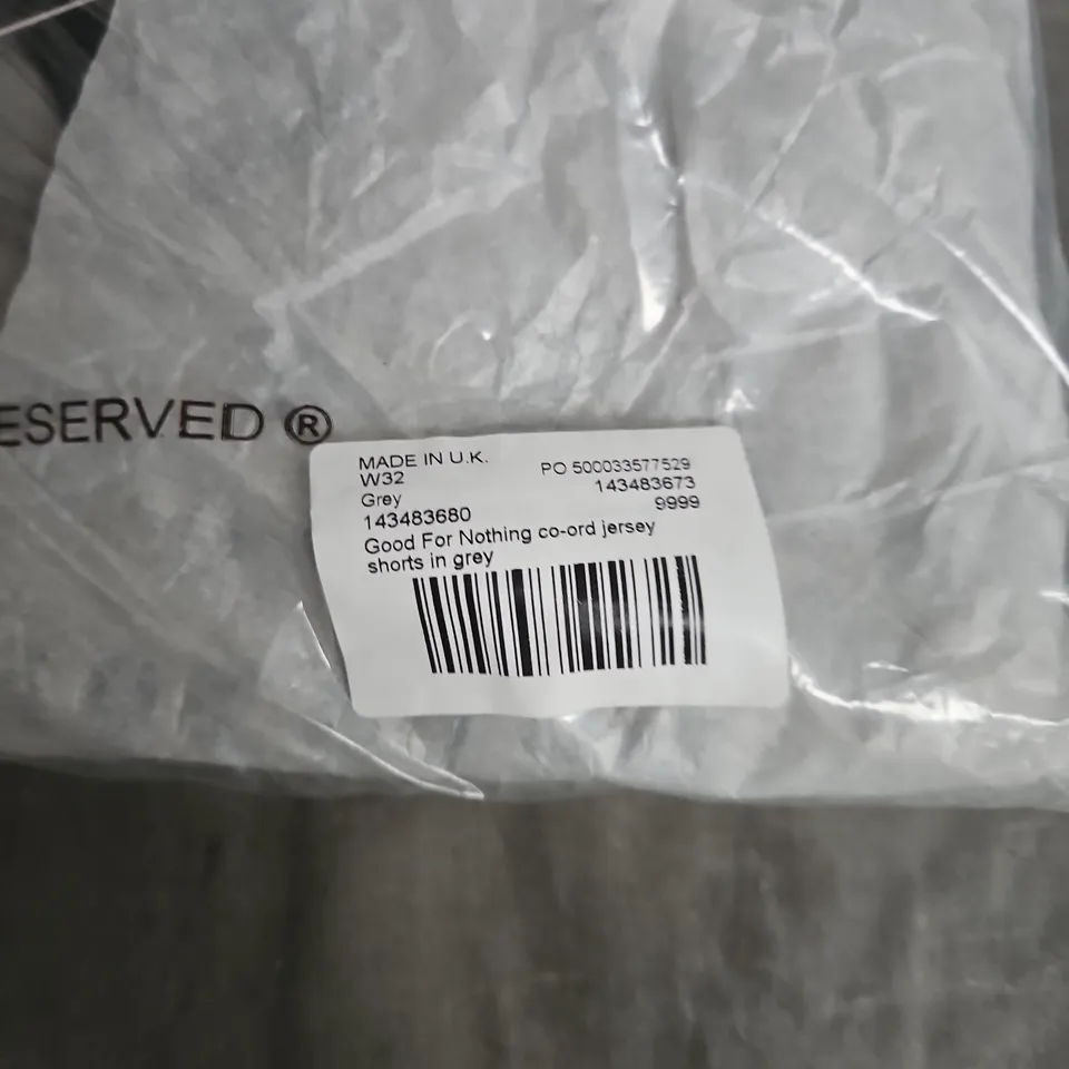 BAGGED GOOD FOR NOTHING CO-ORD JERSEY SHORTS – GREY – UK 32 (W32)