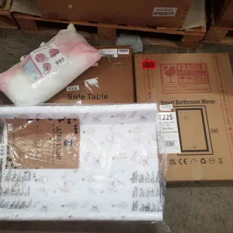 PALLET CONTAINING ASSORTED PRODUCT SMART BATHROOM MIRROR, SIDE TABLE, CHILDRENS PLAY HOUSE & HAND CHANGING MAT