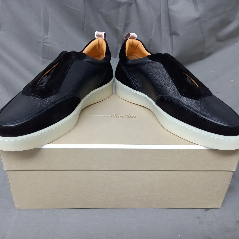 BOXED PAIR OF AURÉLIEN SHOES IN BLACK EU SIZE 42