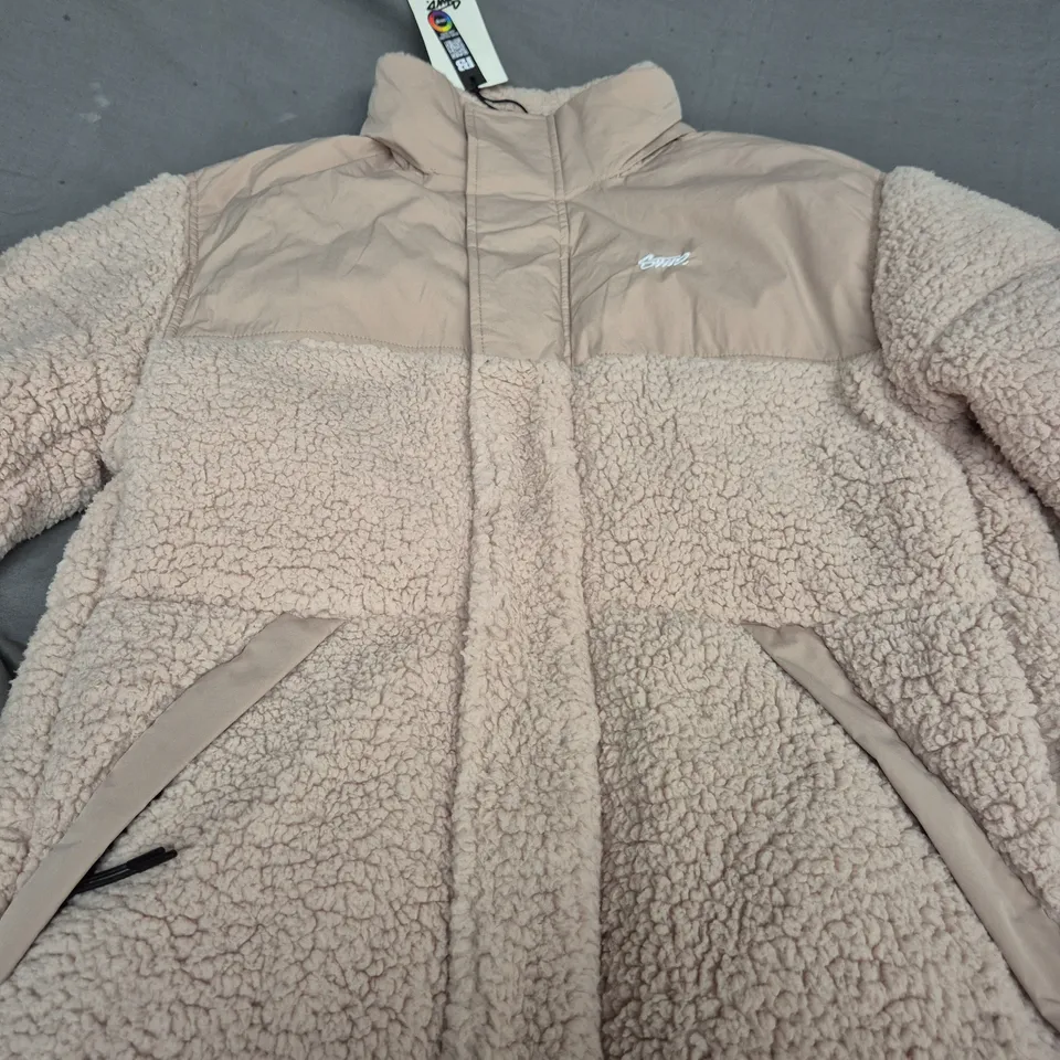 PULL & BEAR SWD. PADDED FLEECE LINED JACKET IN SANDSTONE - UK M