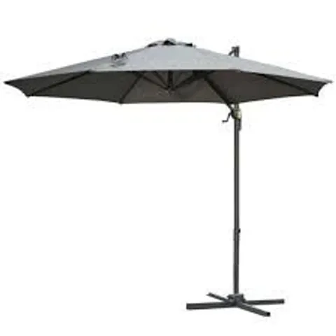 BOXED OUTSUNNY 3(M) OFFSET PARASOL CANTILEVER HANGING UMBRELLA 360° ROTATION W/ BASE DARK GREY