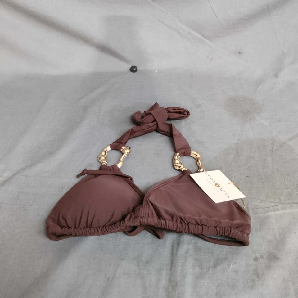 MODA MINX IRREGULAR GOOP TRIANGLE BIKINI TOP – COFFEE, UK 12