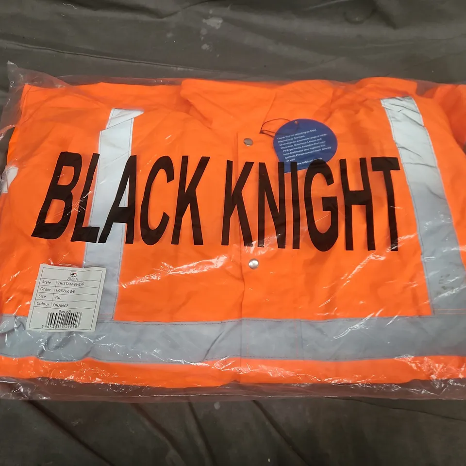 BAGGED BLACK KNIGHT TRISTAN FOUL WEATHER HIGH VISIBILITY WARNING JACKET IN ORANGE - 4XL