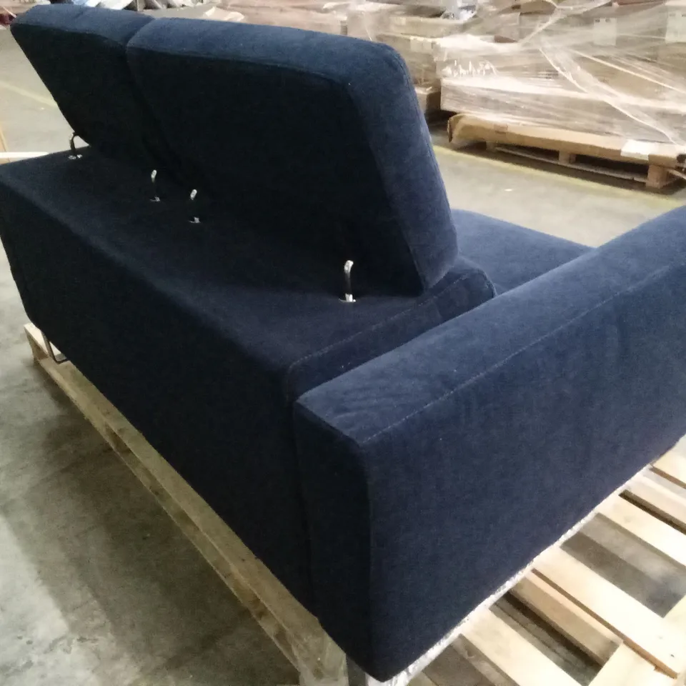 QUALITY DESIGNER ITALIAN MADE MASSIMO 2 SEATER SOFA - DARK BLUE FABRIC