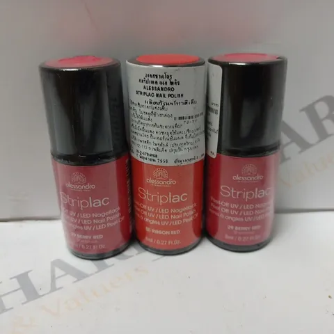 BOX OF APPROXIMATELY 75 X 8ML VIALS OF ALESSANDRO STRIPLAC NAIL POLISH IN RIBBON RED, BERRY RED