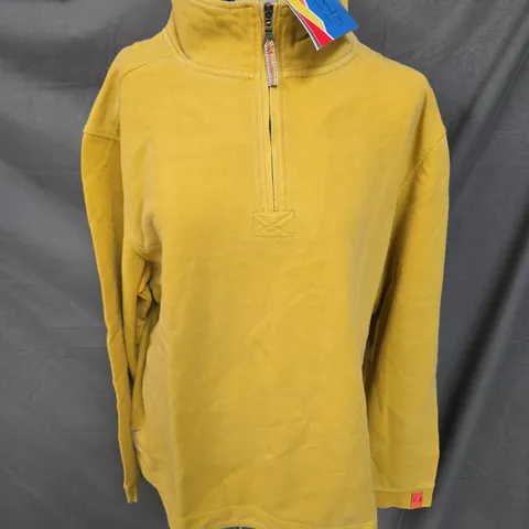 WHITE STUFF REWIND 85 PIQUE HALF ZIP SWEAT JUMPER IN DP YELLOW SIZE XL
