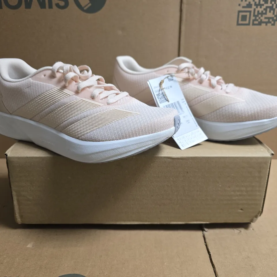 BOXED PAIR OF ADIDAS DURAMO RC2 TRAINERS IN LIGHT PINK SIZE UK 6