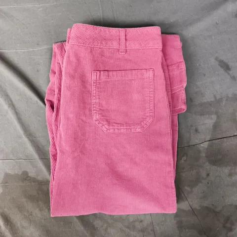OLIVER BONAS LIGHT PINK CORD PATCH POCKET WIDE LEG CROP TROUSERS SIZE 8