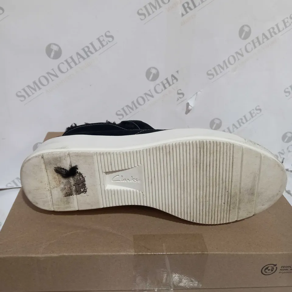 CLANKS LAYTON STAR BLACK SUEDE - SIZE 7 - BOXED 
