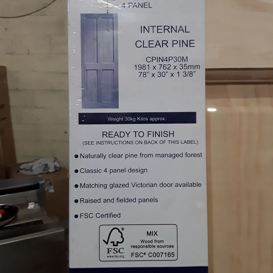 XL JOINERY VICTORIAN 4 PANEL INTERNAL CLEAR PINE DOOR 1981×762×35MM