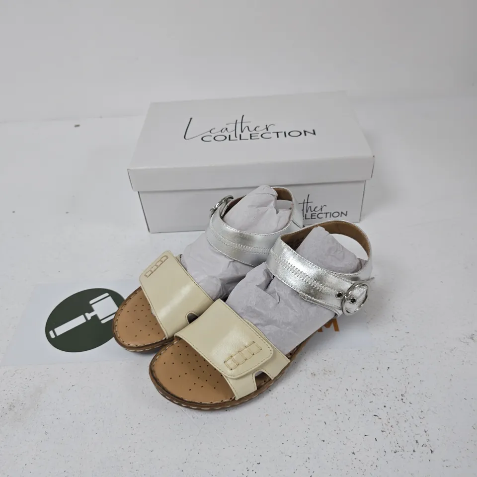 LEATHER COLLECTION NATASHA SANDALS – BEIGE, UK 8