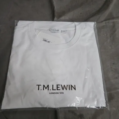 T.M.LEWIN WHITE CREWNECK T-SHIRT – UK L