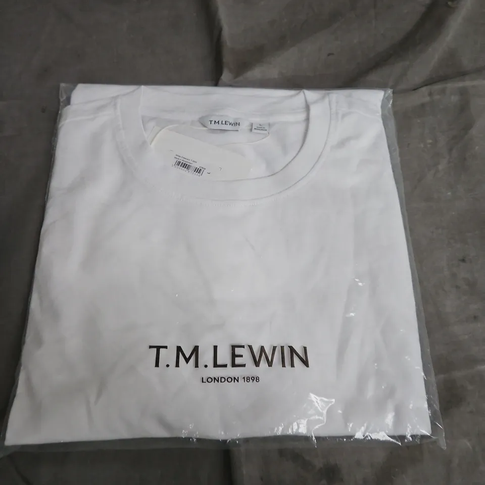 T.M.LEWIN WHITE CREWNECK T-SHIRT – UK L