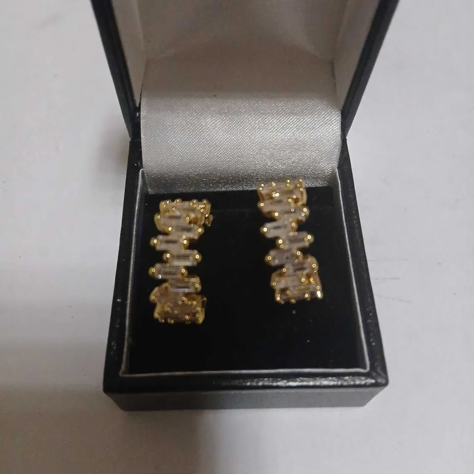 BUTLER & WILSON IRREGULAR BAGUETTE CRYSTAL HOOP EARRINGS 