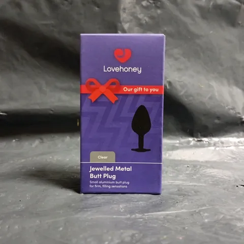 BOXED LOVEHONEY CLEAR JEWELLED METAL BUTT PLUG
