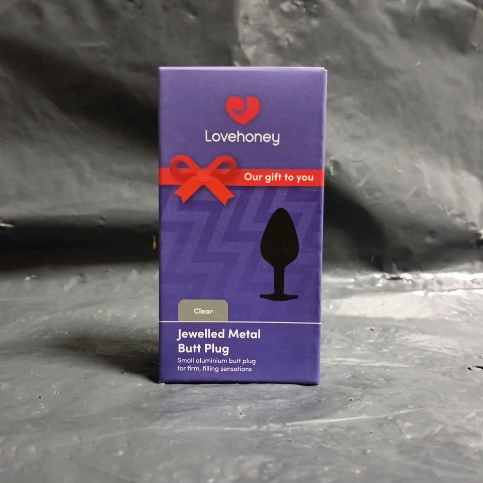 BOXED LOVEHONEY CLEAR JEWELLED METAL BUTT PLUG