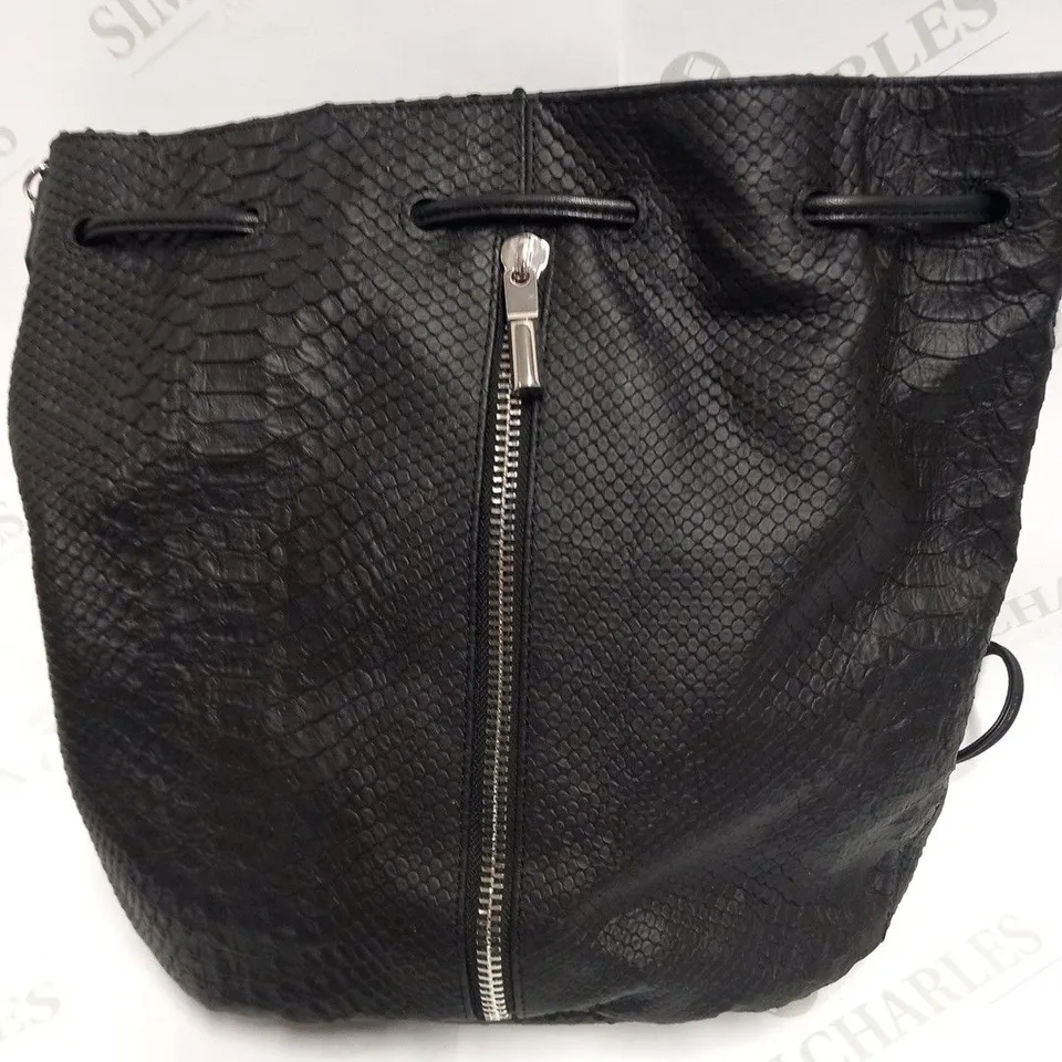 ELIZABETH AND JAMES BLACK SNAKE BUCKET BAG