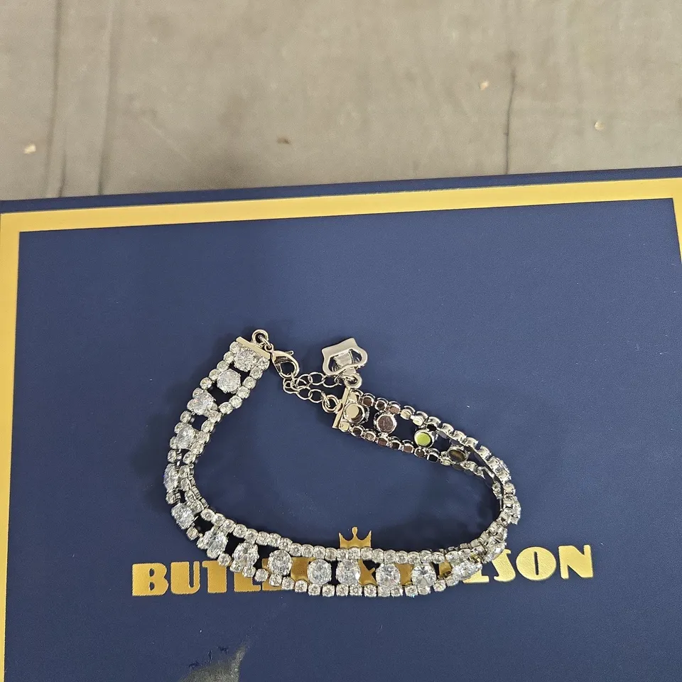 BUTLER & WILSON BRACELET WITH CLEAR STONES – IN BLUE BOX