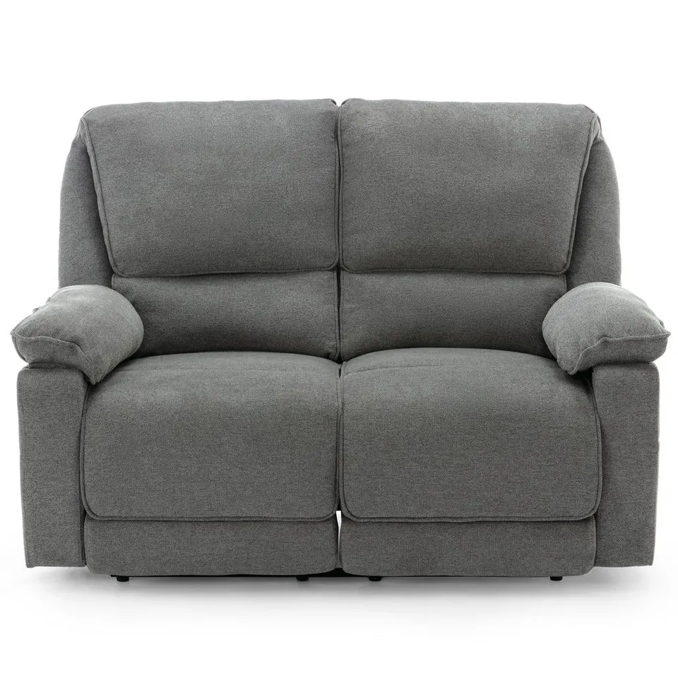 BOXED SYDNEY MANUAL 2 SEATER FABRIC RECLINER SOFA - GREY (1 BOX)
