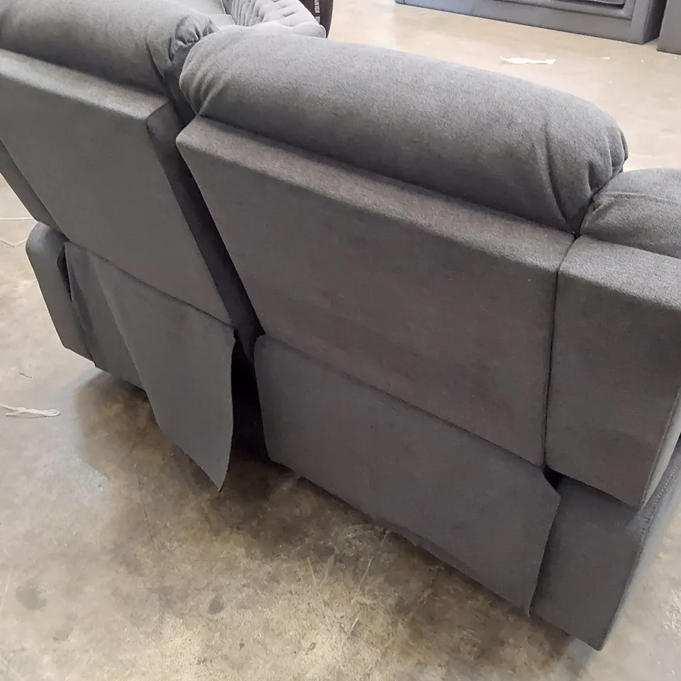 DESIGNER MANUAL RECLINING TWO SEATER SOFA GREY FABRIC 