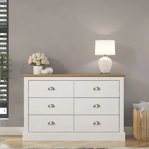 BOXED SUFY 3+3 DRAWER CHEST - WHITE/REVIERA EICHI (1 BOX)