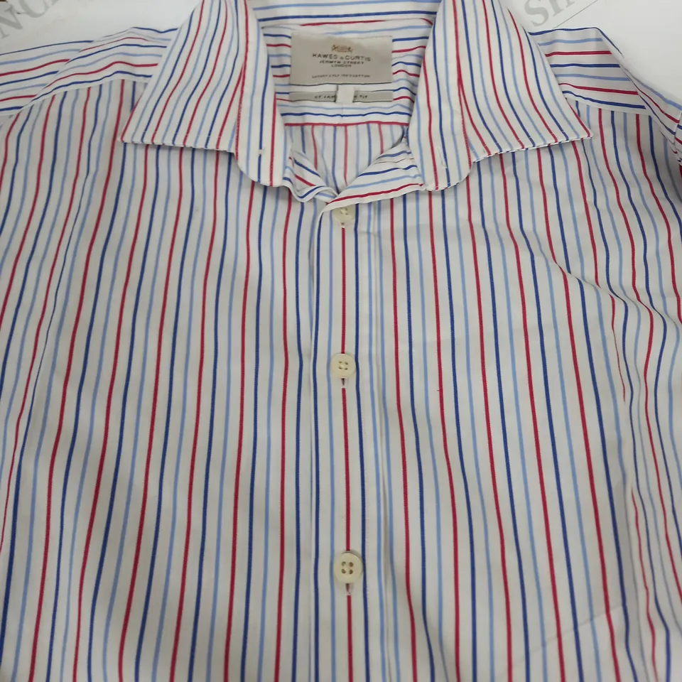 HAWES & CURTIS ST JAMES SLIM FIT STRIPED SHIRT IN WHITE/BLUE/RED - 15/33