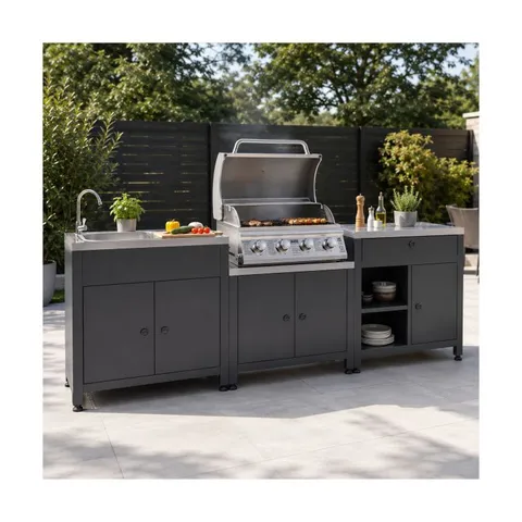 BOXED BOSS GRILL TEXAS ALL STAR OUTDOOR KITCHEN MODULAR - 4 BURNER GAS BBQ GRILL - STAINLESS STEEL (4 BOXES)
