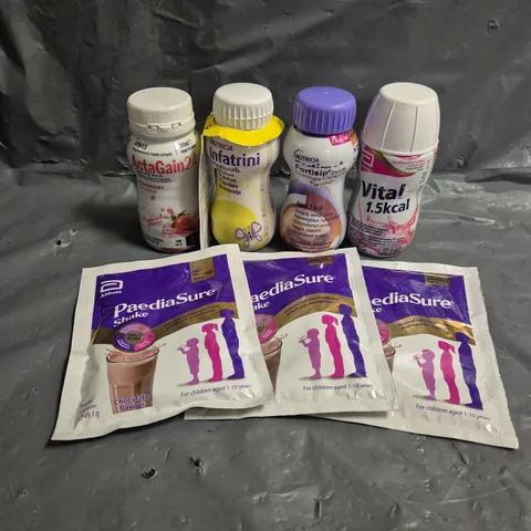 APPROXIMATELY 12 ASSORTED NUTRITION DRINKS INCLUDEING ACTAGAIN, FORTISIP, PAEDIASURE - COLLECTION ONLY