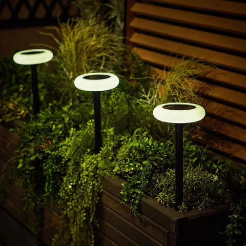 FLOURISH SOLAR GROUND STAKE LIGHT (SET OF 4) WITH REMOTE 