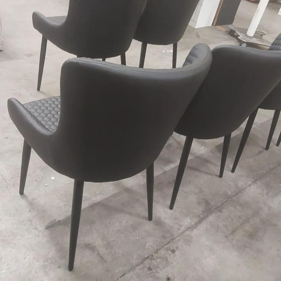 SET OF 6x DESIGNER FAUX LEATHER UPHOLSTERED DINING CHAIRS
