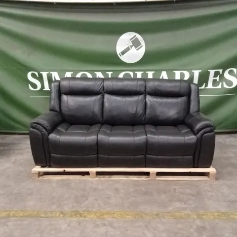 QUALITY DESIGNER 3 SEATER LEATHER SOFA - BLACK