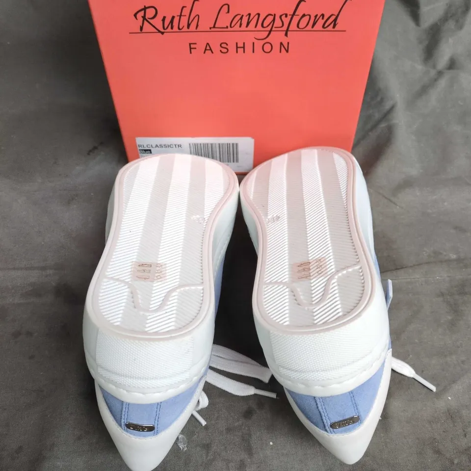 RUTH LANGSFORD FASHION WOMEN'S SNEAKERS – LIGHT BLUE WITH ZIP ACCENT (UK 4, EU 36)
