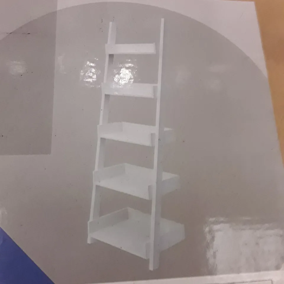 BOXED CARNON LADDER BOOKCASE WHITE