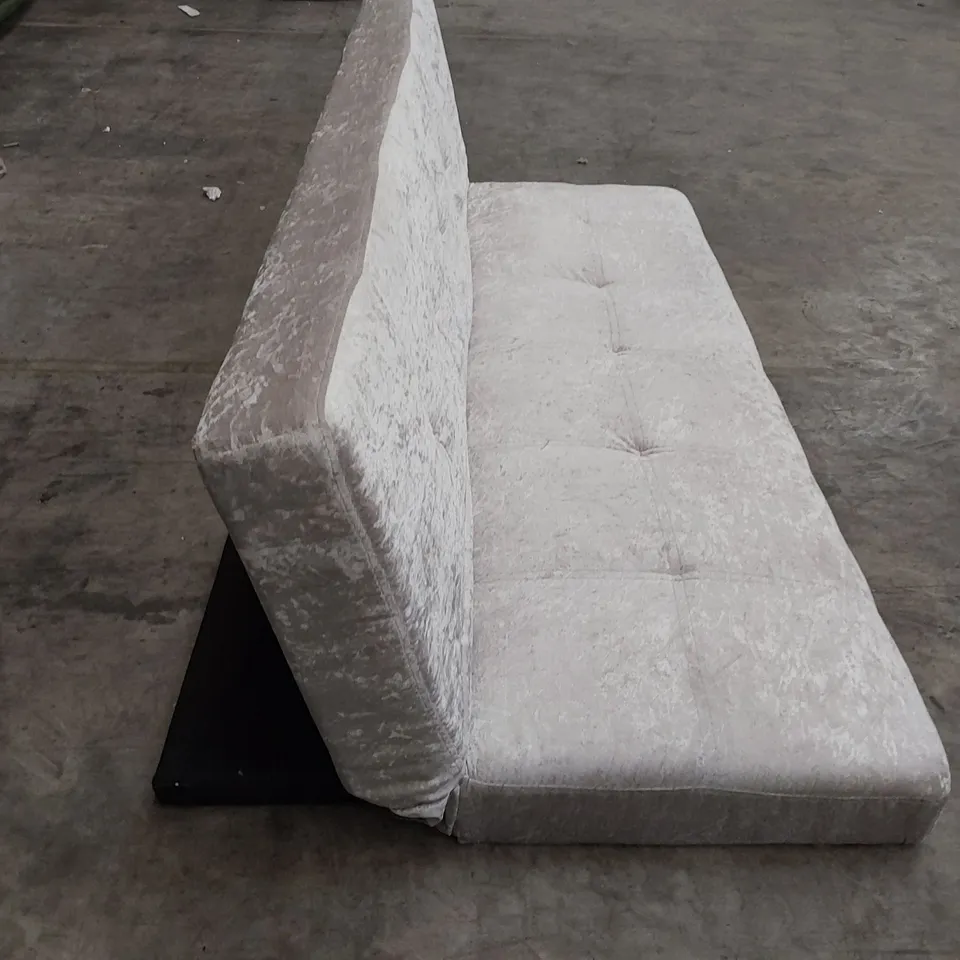 QUALITY DESIGNER CLICK CLACK SOFABED SILVER PLUSH FABRIC 