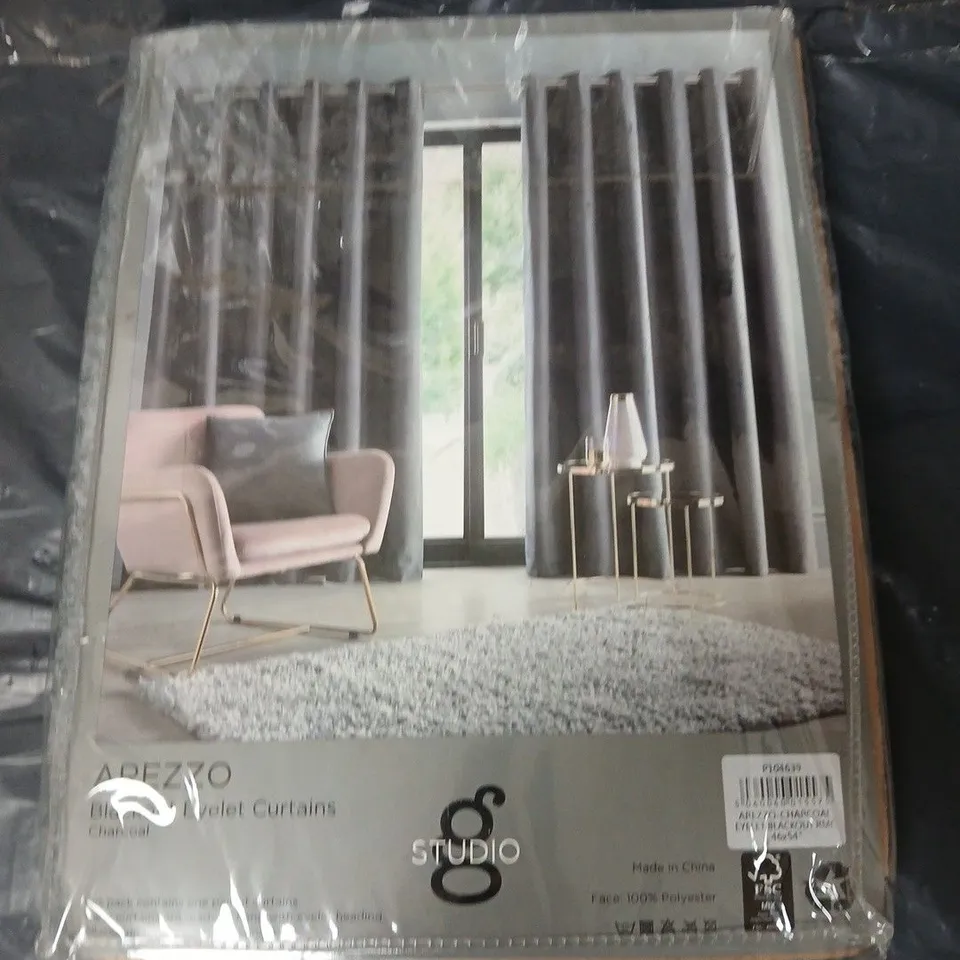 STUDIO AREZZO BLACKOUT EYELET CURTAINS - GREY - 46" X 54"