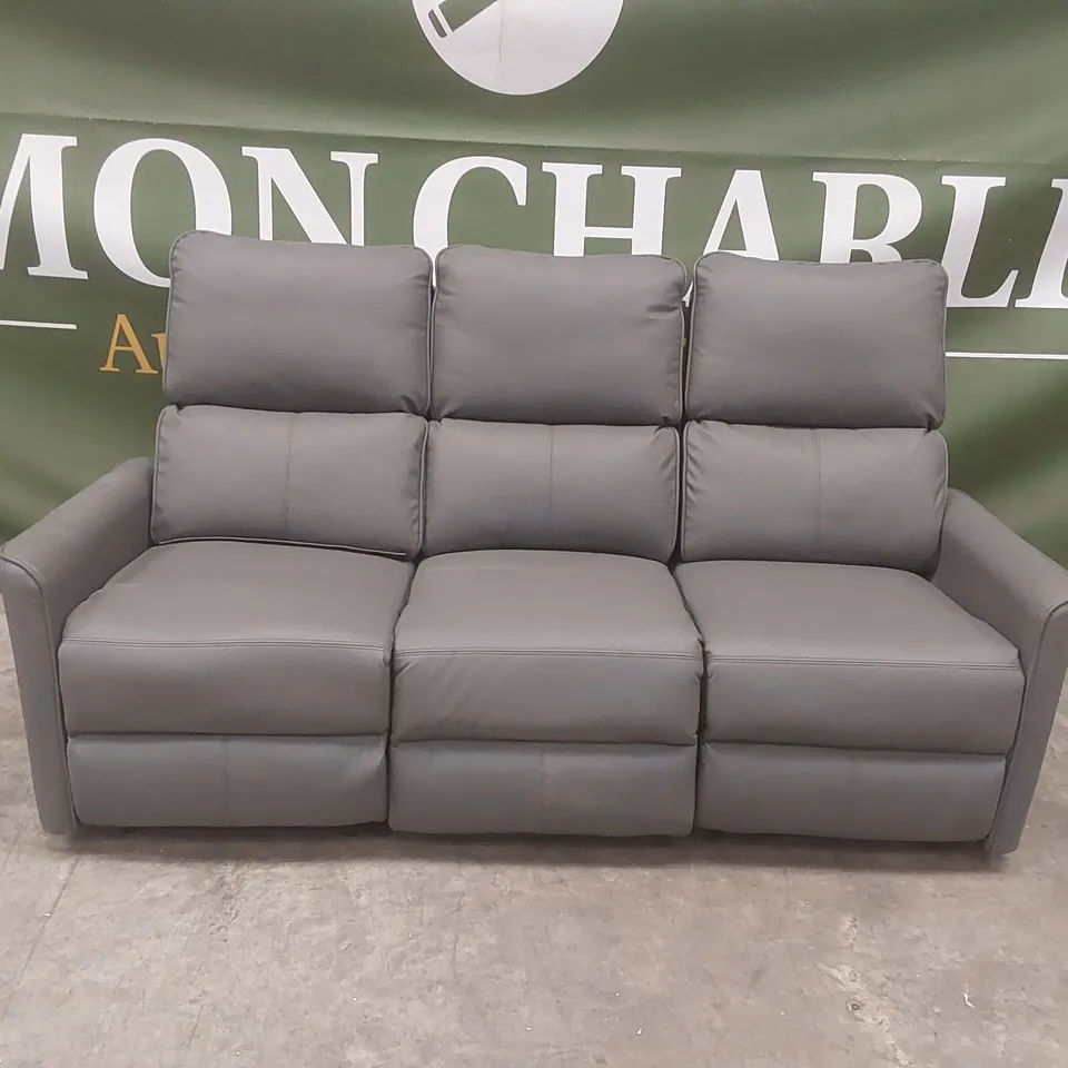 QUALITY DESIGNER 3 SEATER FAUX LEATHER MANUAL RECLINER SOFA