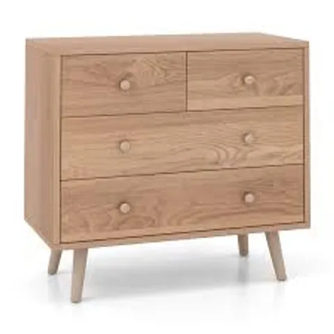 BOXED 4 DRAWER DRESSER MODERN STORAGE CHEST CABINET WITH HANDLES NATURAL