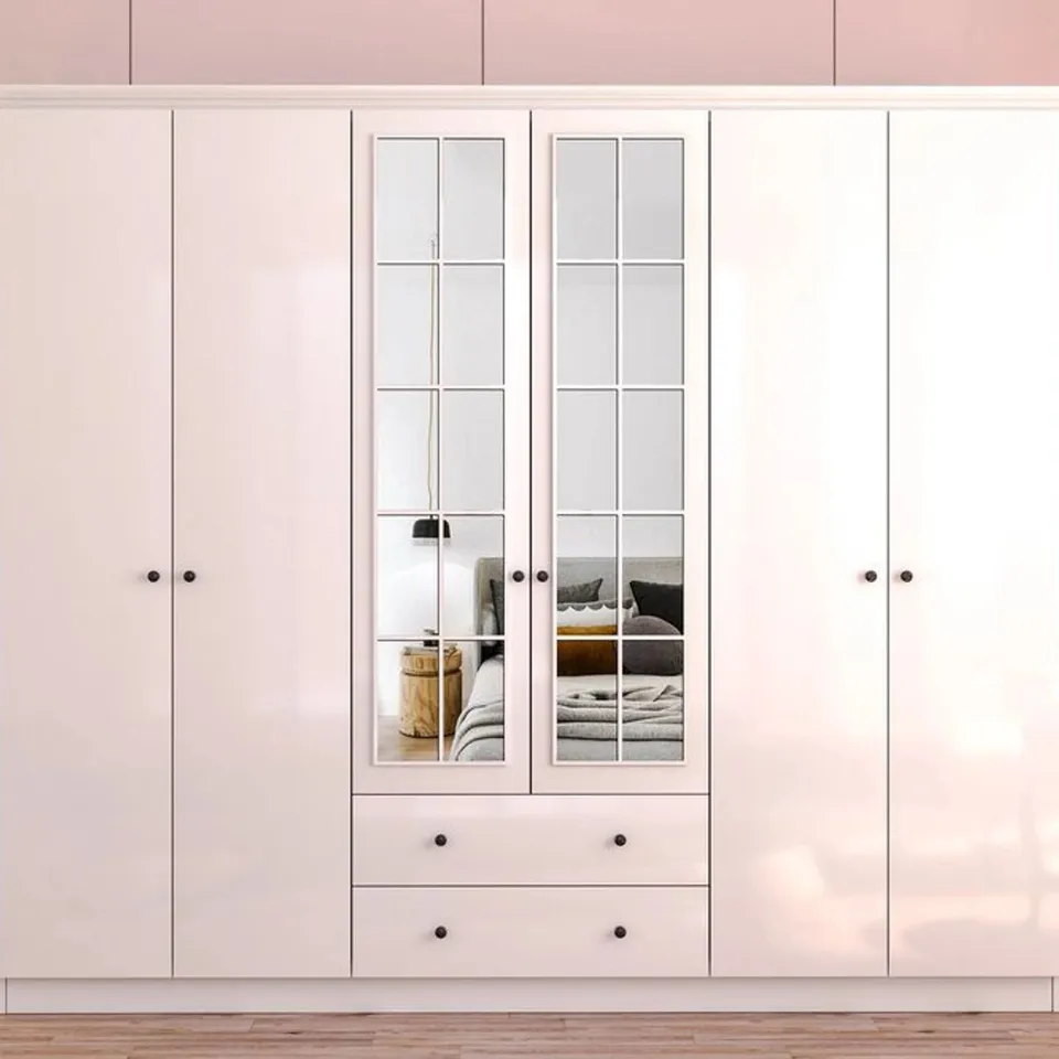 BRAND NEW BOXED VIVENSE PATARA 6-DOOR 2-DRAWER WARDROBE - WHITE (4 BOXES)