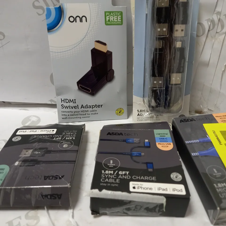 LOT OF FIVE TO INCLUDE 1.8M USB ADAPTER KIT , HDMI SWIVEL ADAPTER , ETC