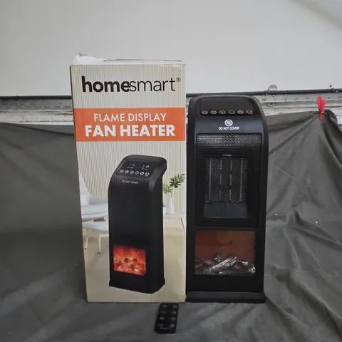 HOMESMART FLAME DISPLAY FAN HEATER – BLACK, WITH REMOTE (BOXED)