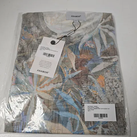 ANAMOR PRINT 3/4 SLEEVE TOP β BLUE β UK L