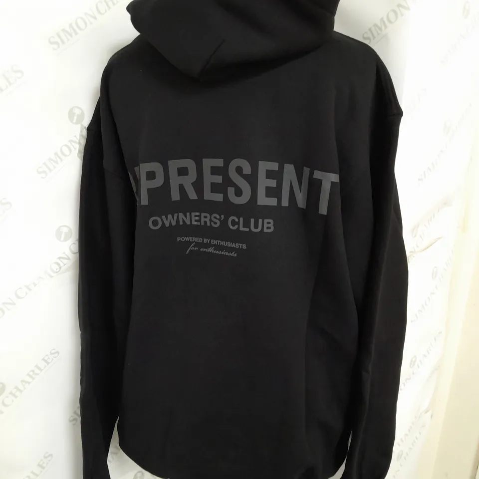 REPRESENT OWNER'S CLUB PRINTED JERSEY HOODIE IN BLACK SIZE XS