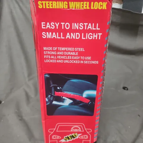 STEERING WHEEL LOCK – RED PACKAGING, TEMPERED STEEL