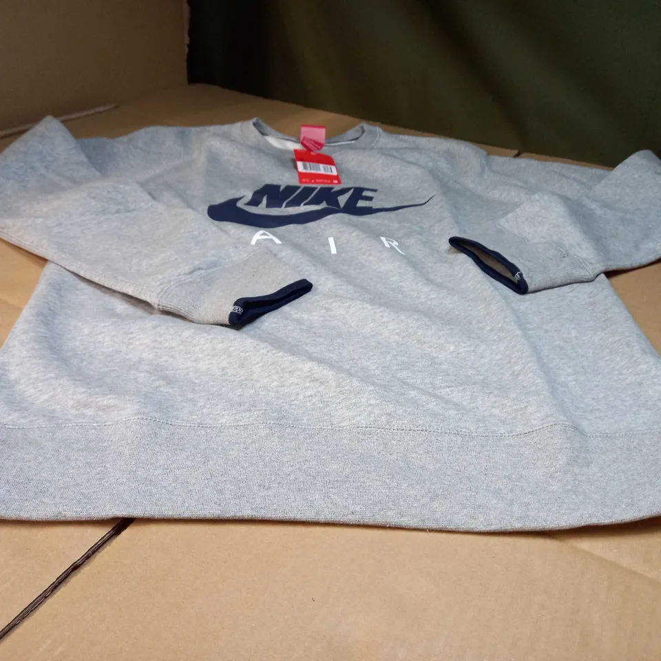 NIKE AIR GREY MARL/LOGO FITNESS SWEATER - LARGE