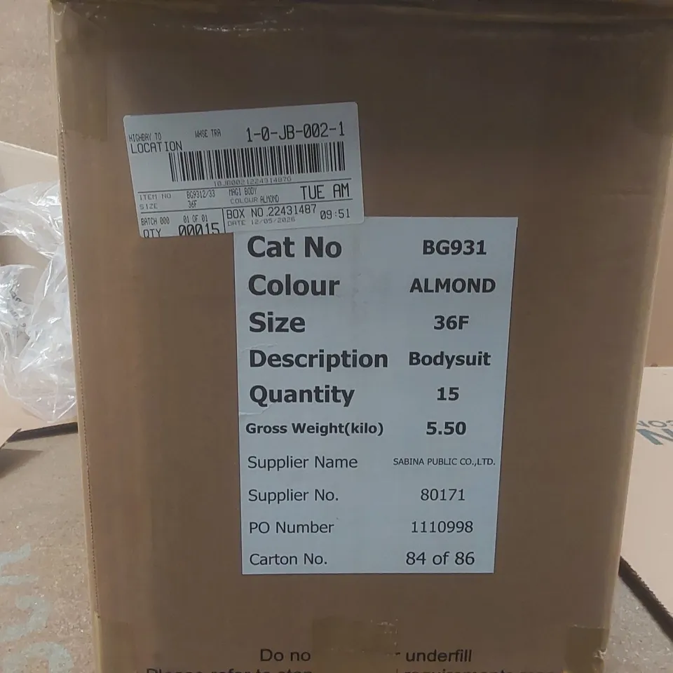 BOX CONTAINING APPROXIMATELY 15x BRAND NEW MAGISCULPT ALMOND BODYSUITS - SIZE 36F