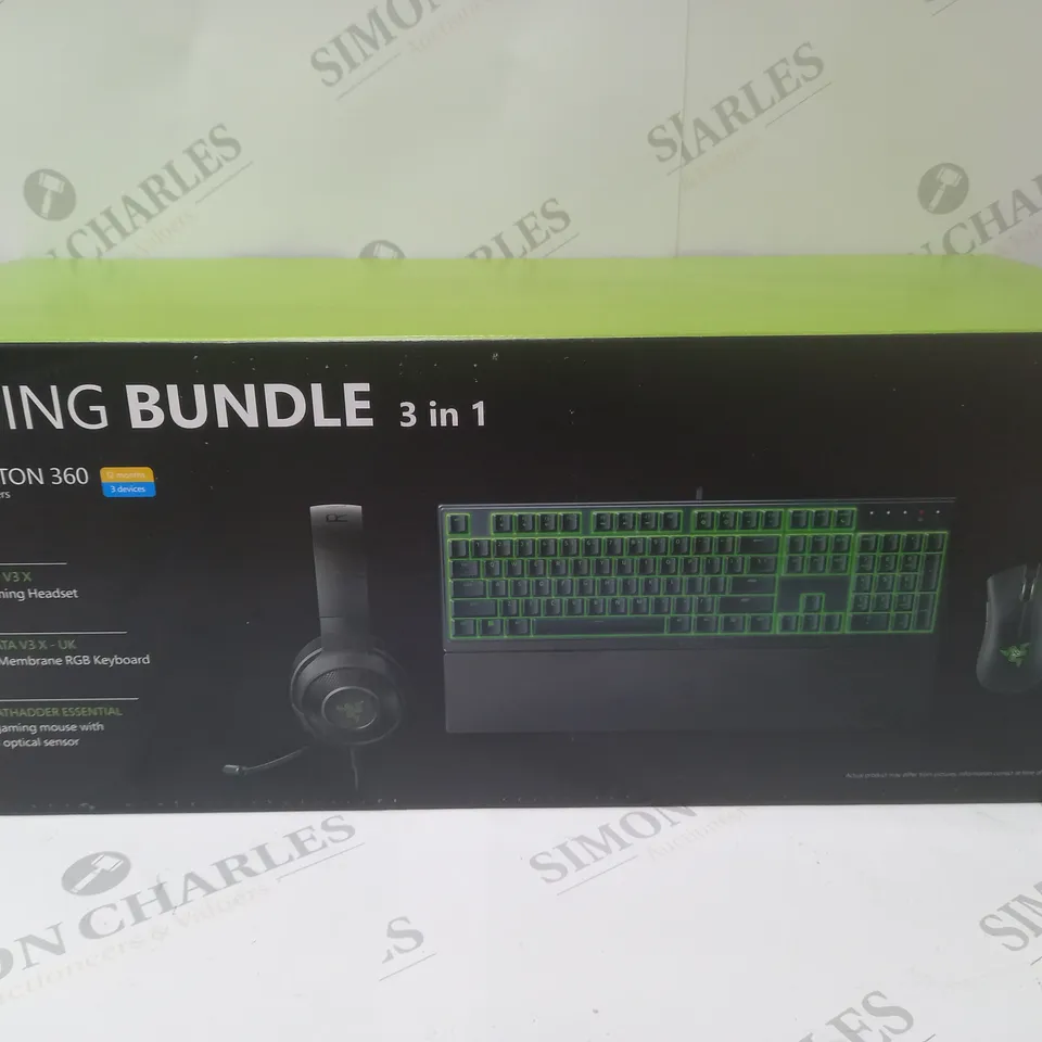 BRAND NEW BOXED RAZER GAMING BUNDLE 3 IN 1 TO INCLUDE - GAMING HEADSET, MEMBRANE RGB KEYBOARD AND ESSENTIAL GAMING MOUSE