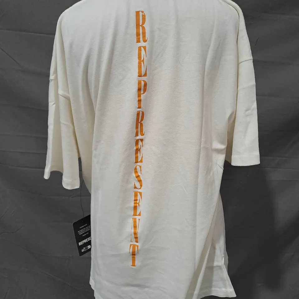 REPRESENT REBORN T-SHIRT IN WHITE SIZE MEDIUM
