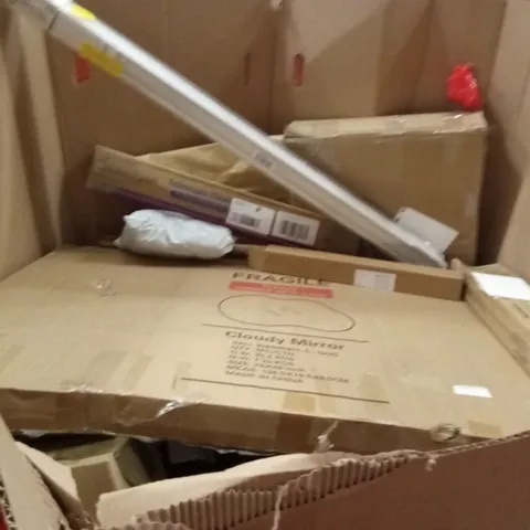 PALLET OF ASSORTED HOUSEHOLD GOODS AND PRODUCTS TO INCLUDE;CLOUDY MIRROR,STROLLER, SLEEPING BAG