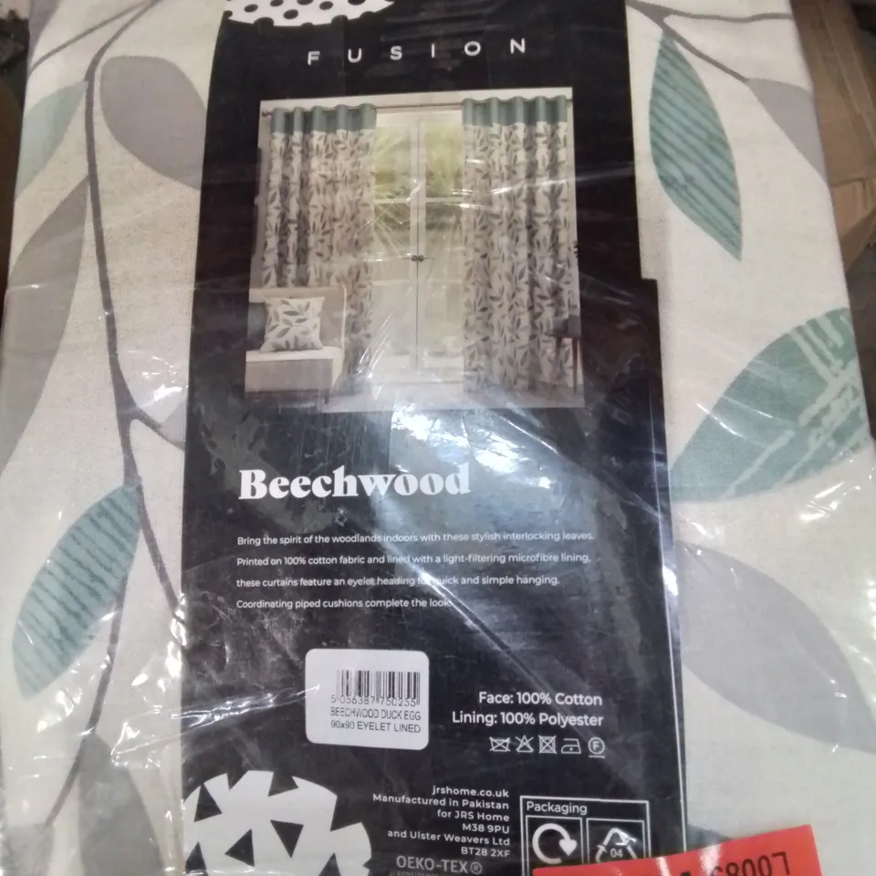 BAGGED COTTON SEMI-SHEER GROMMET/EYELET CURTAIN PAIR
