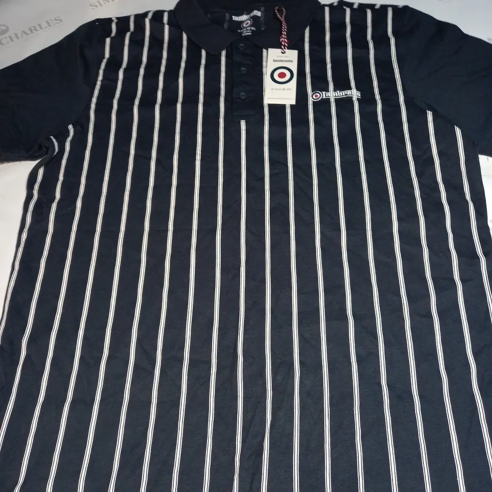 MENS LAMBRETTA PINSTRIPE POLO SHIRT SIZE XXL